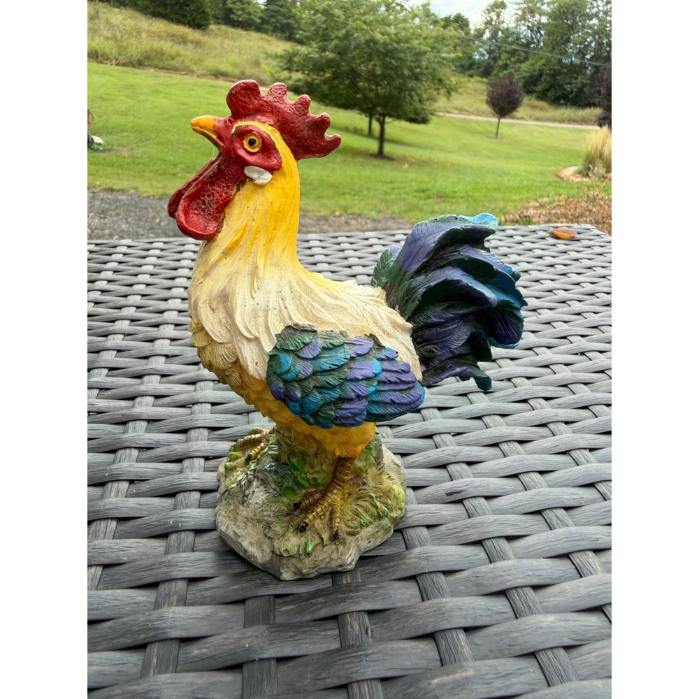 Ks Collection Rooster Figurine Colorful Resin Farmhouse Decor Crowing Chicken